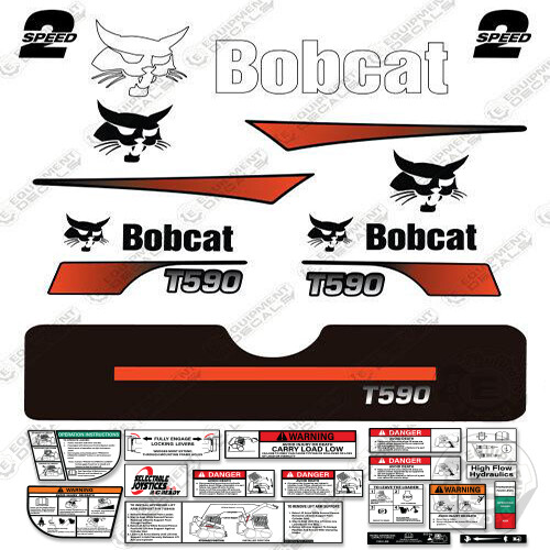 Fits Bobcat T590 Decal Kit Skid Steer (Curved Stripes)