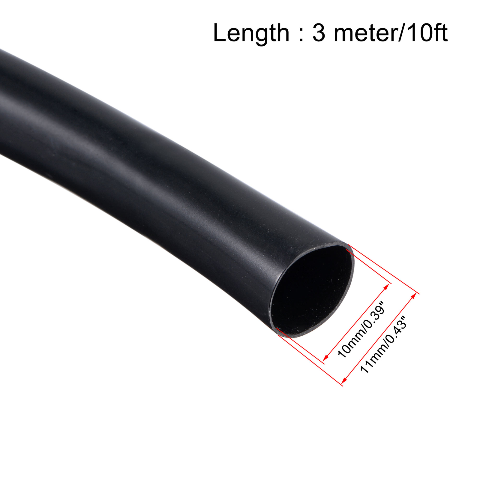 PVC Tube Wire Harness Tubing 3/8-inch 10mm ID 10ft Sleeve Black