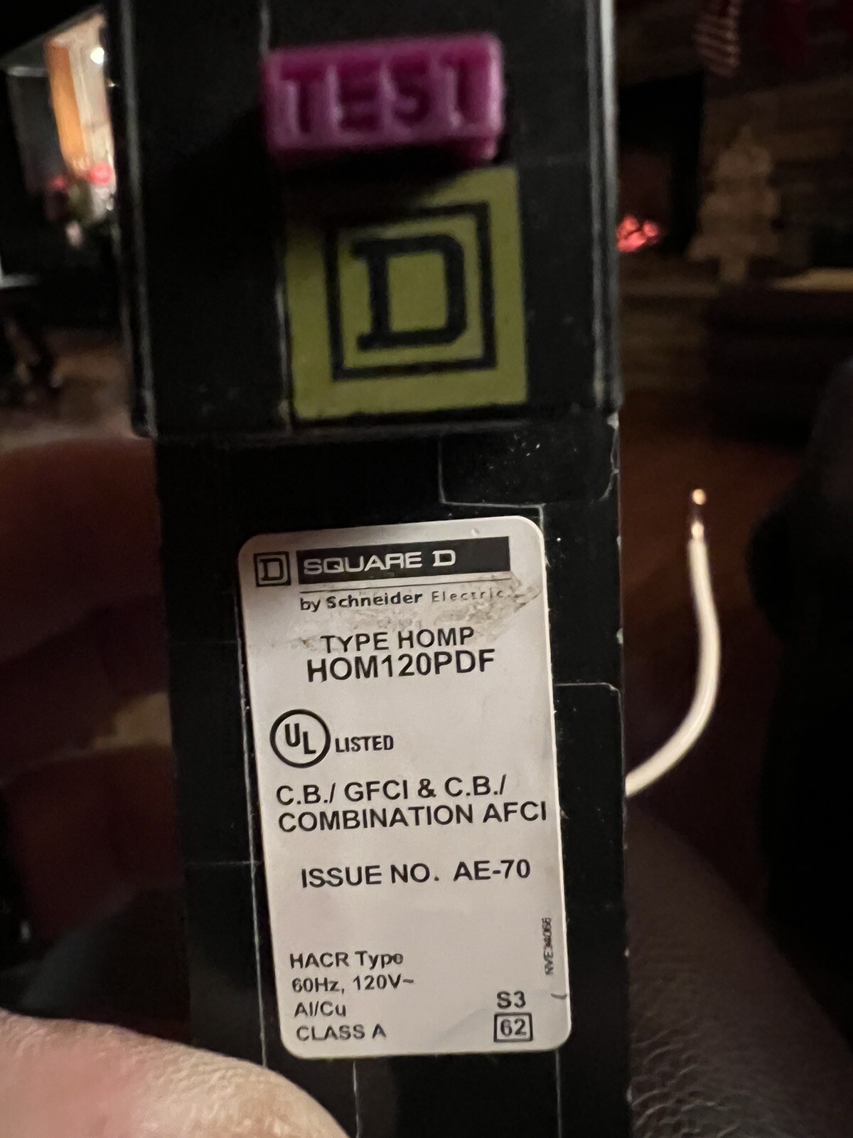 Square D HOM120PDF 120V 20A Single-Pole Circuit Breaker