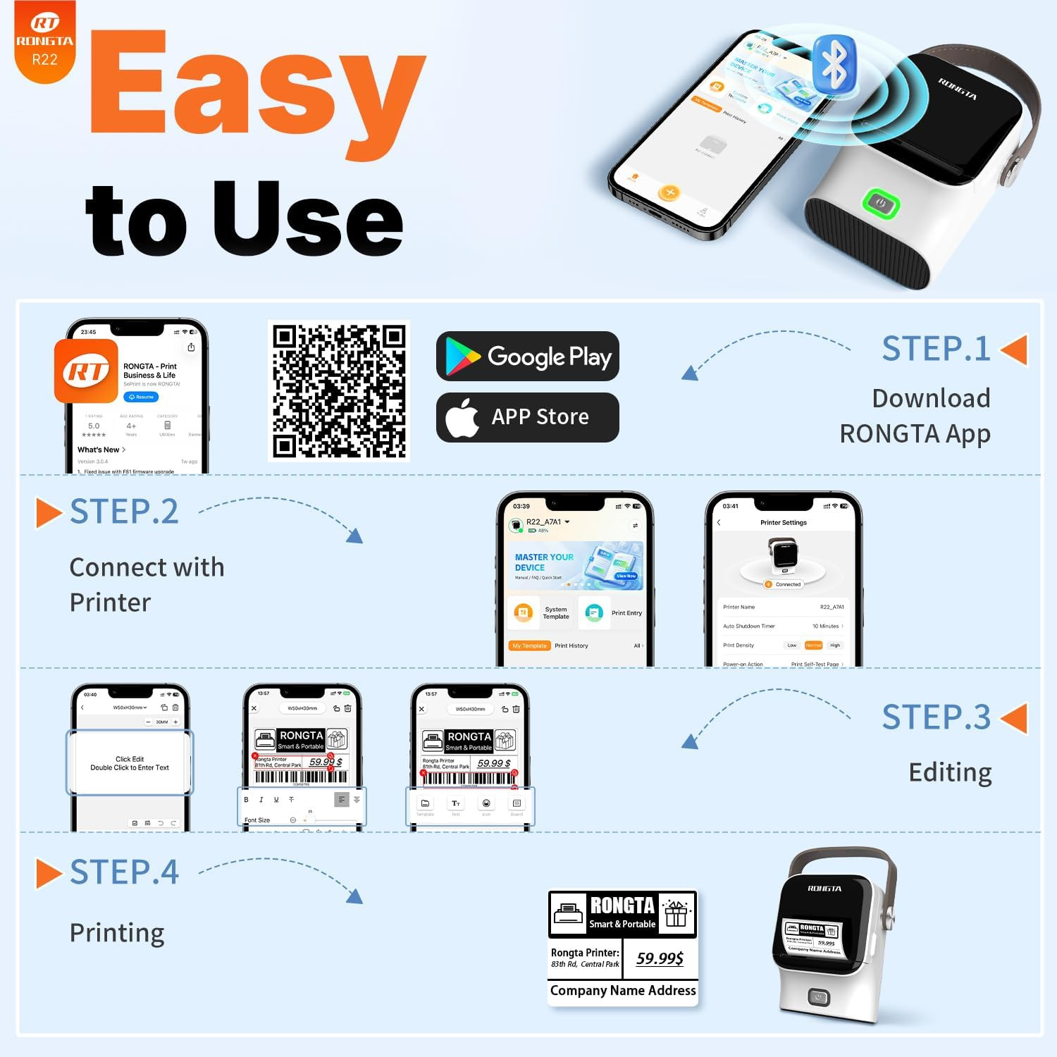 Bluetooth Label Maker Machine with Tape, Thermal Label Printer for Office, Small