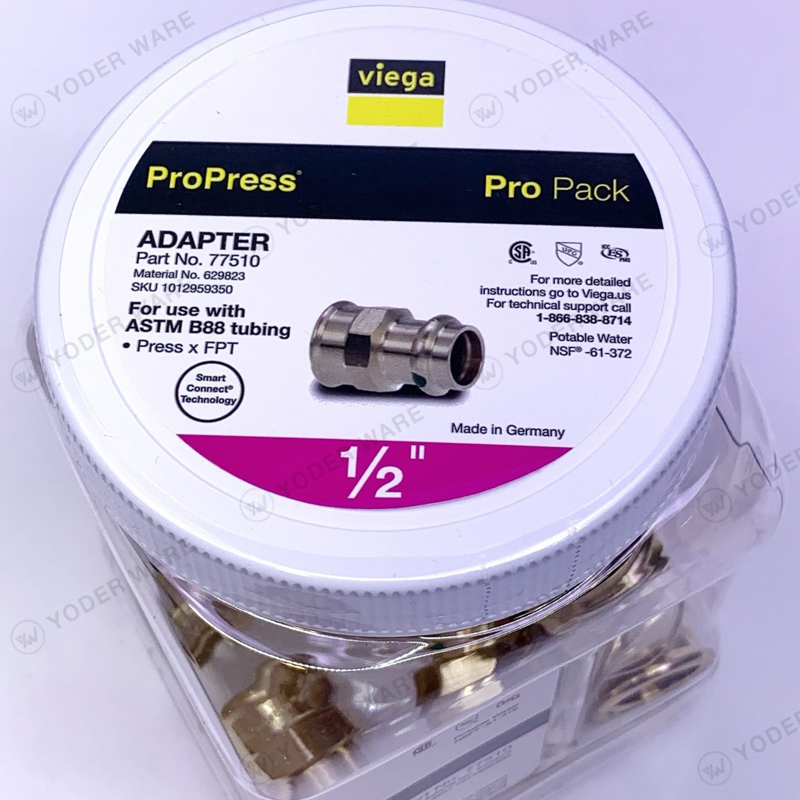 Viega ProPress 1/2 in. Press x 1/2 in. FPT Zero-Lead Bronze Adapter (10-Pack)