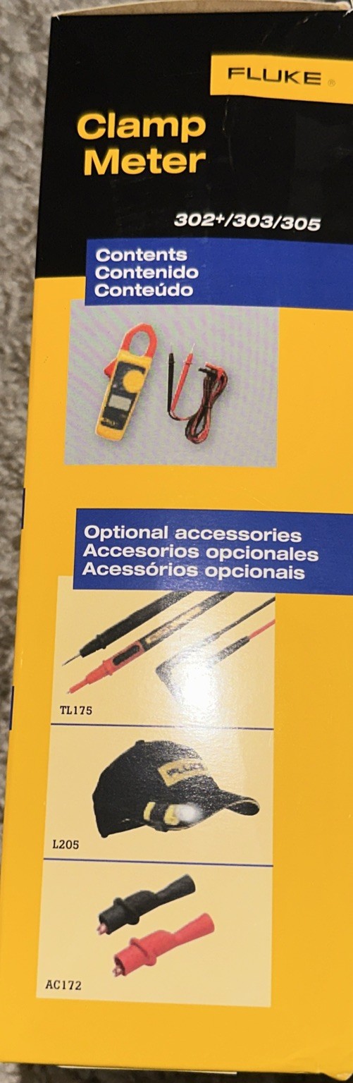 FLUKE Handheld 302+ Digital Clamp Meter Tester AC DC Volt Amp Multimeter