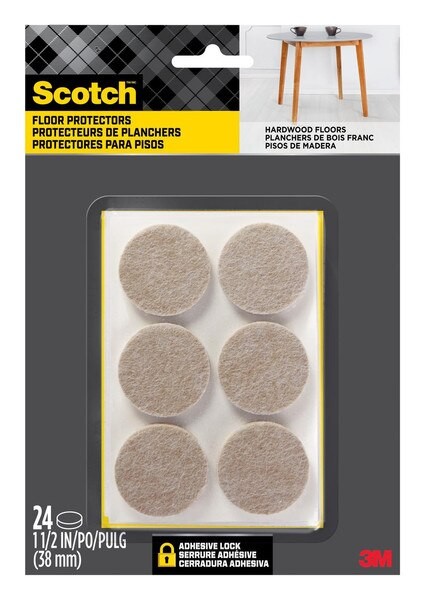 Scotch Round Felt Pads SP804-NA, Beige, 1.5 in