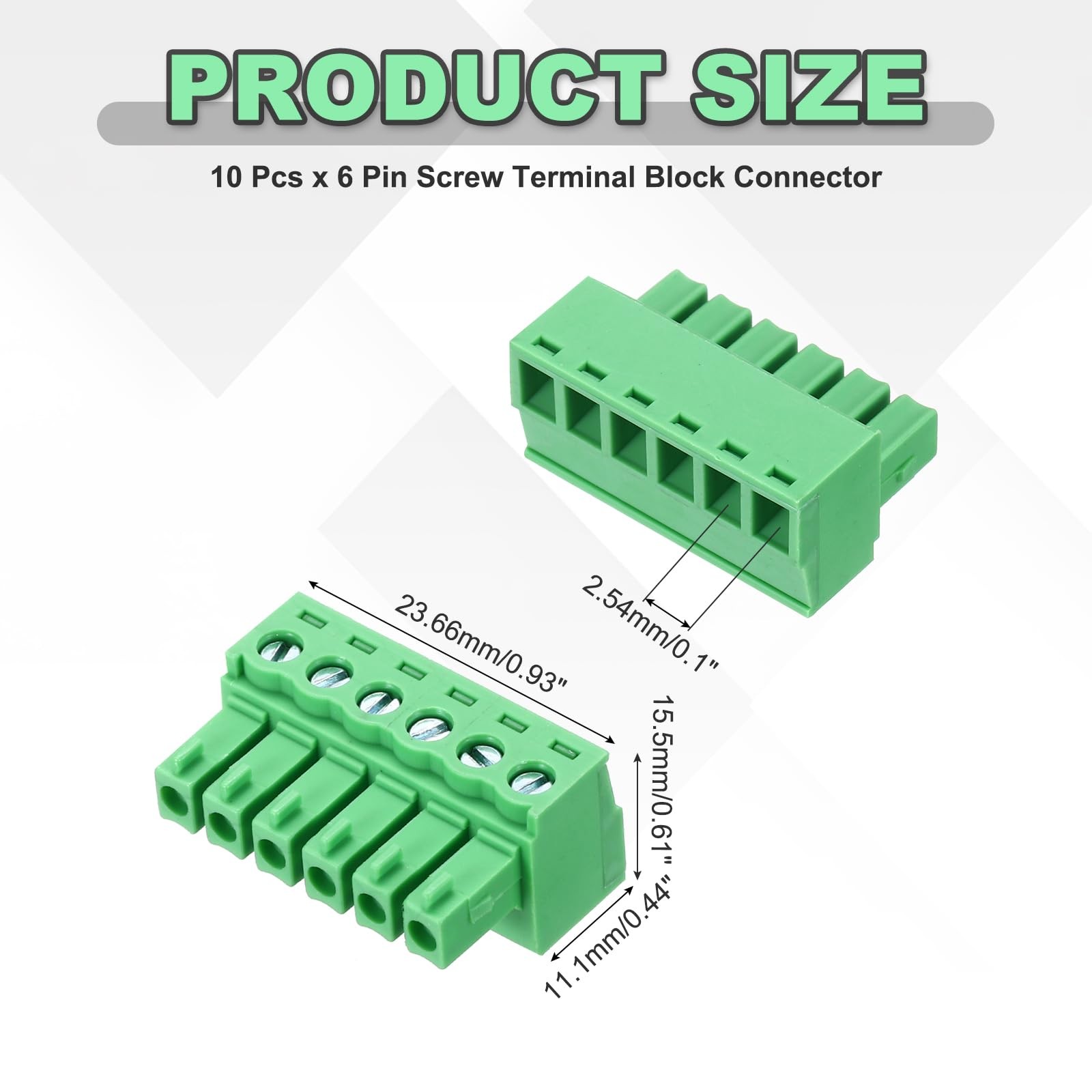 10PCS 6-Pin PCB Mount Screw Terminal Block Connectors 3.81mm/0.15inch Pitch C…