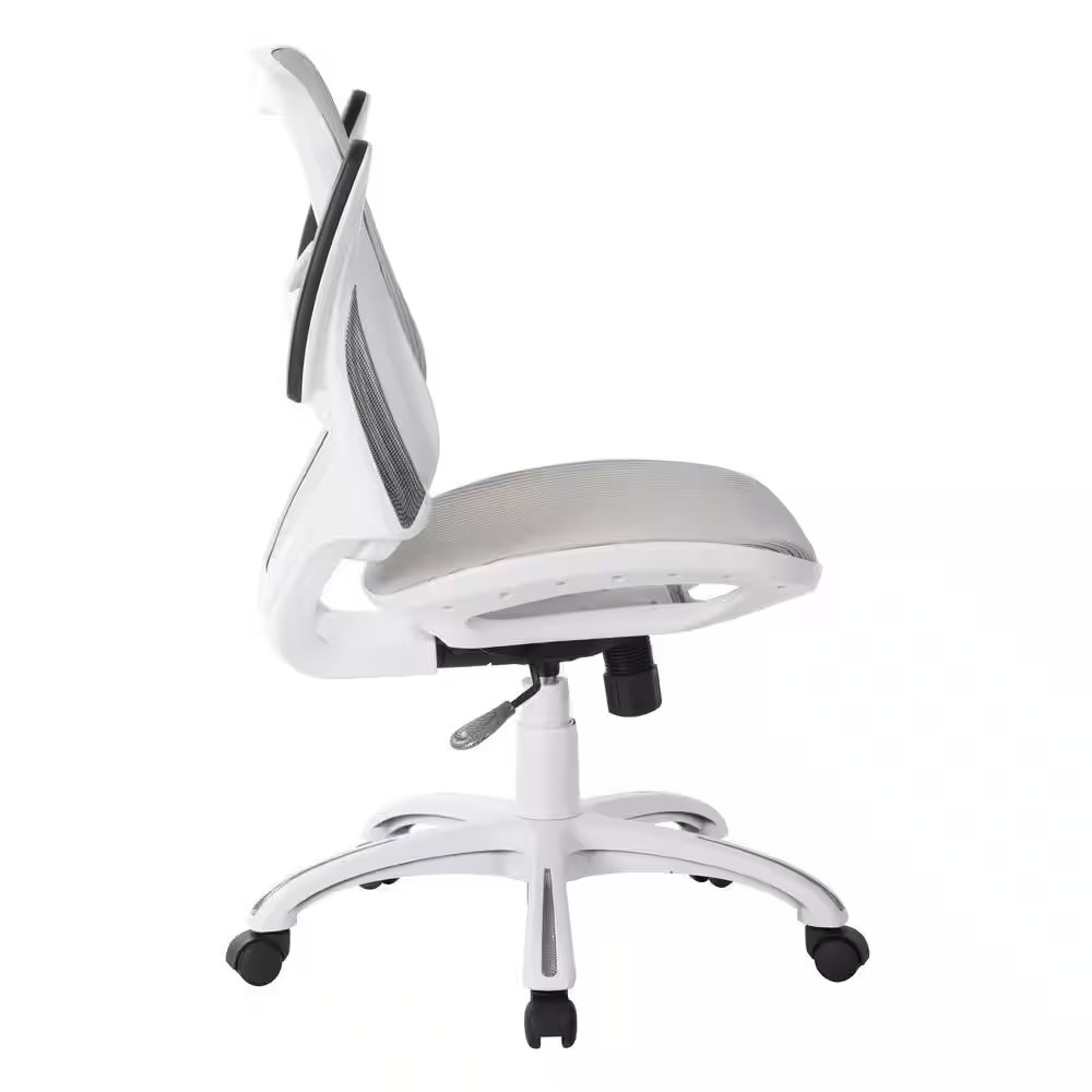 Riley 24.5 In. Wide White Upholstered Ergonomic Office Chair with Adjustable Hei