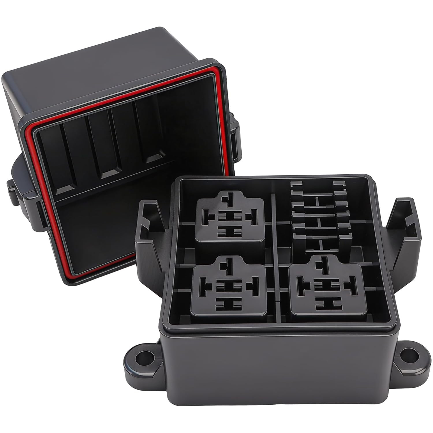 12V 3 Way Waterproof Fuse Relay Box, 3 Relays and 3 ATC/ATO Blade Fuse Slots, Co