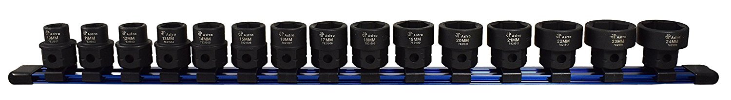 Astro Pneumatic 78215 Metric 1/2″ Drive Low Profile Nano Impact Sockets 15pc