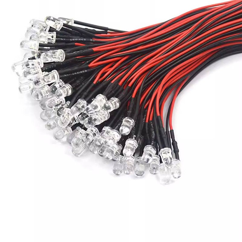 3MM 5MM LED Bulb Diode Light Prewired Wired Light 5V-12V 20cm Wire Multicoloured