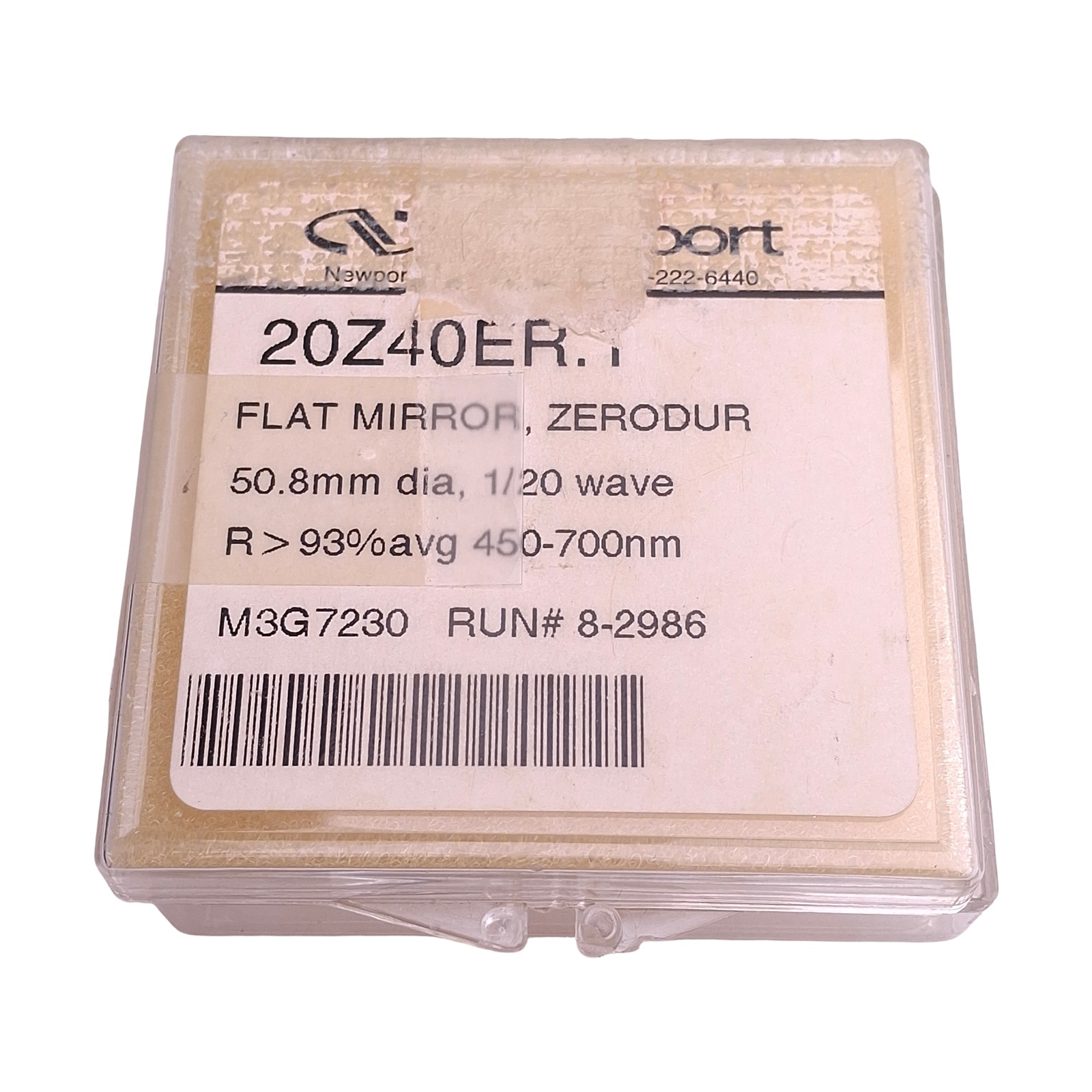 Newport 20Z40ER.1 Optical Zerodur Aluminum Mirror ø50.8mm, 450-700nm Range, 1/20