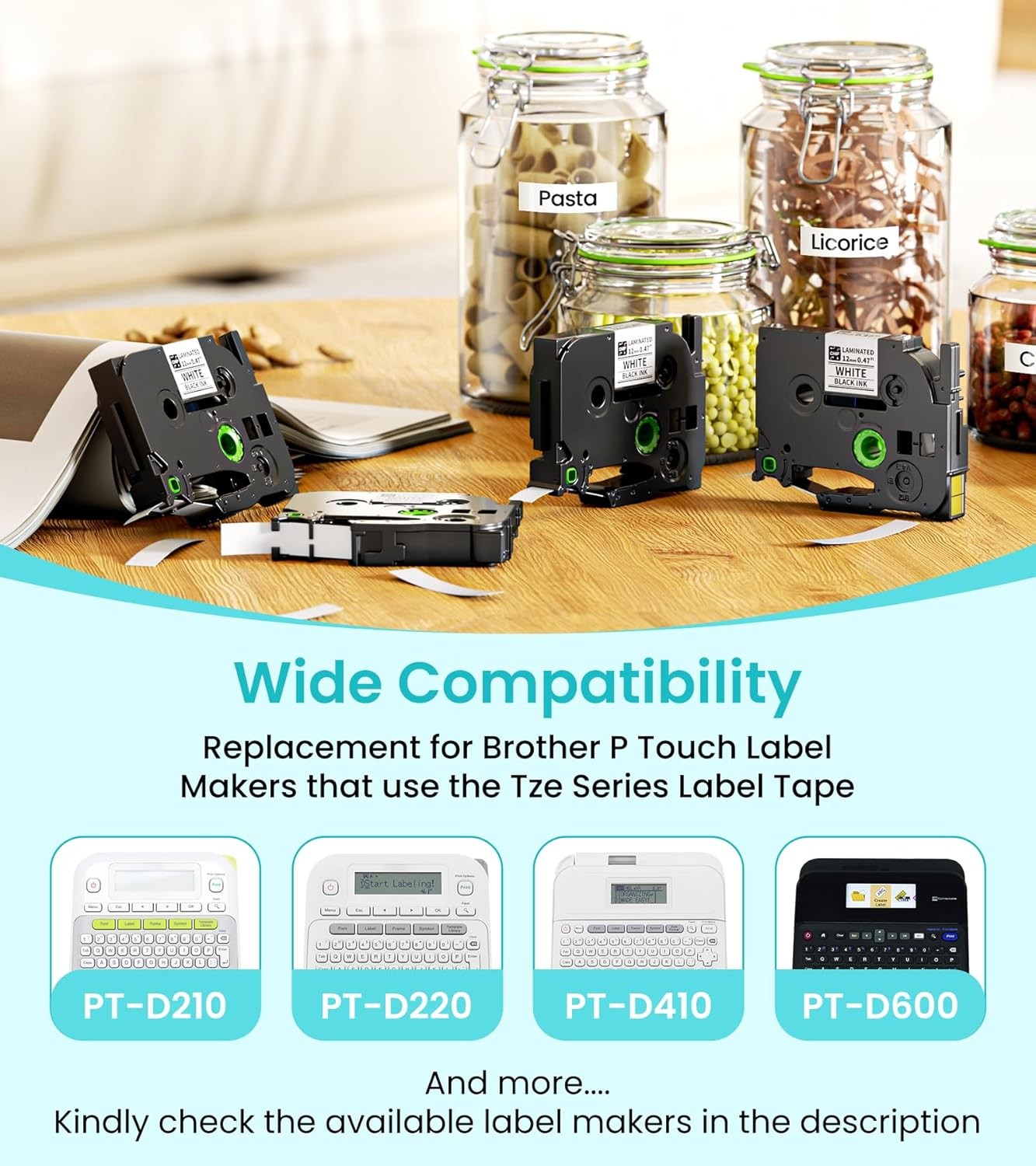 Label tape for Phomemo H1100 E1000 Label Maker for Brother 6-24 mm label tape