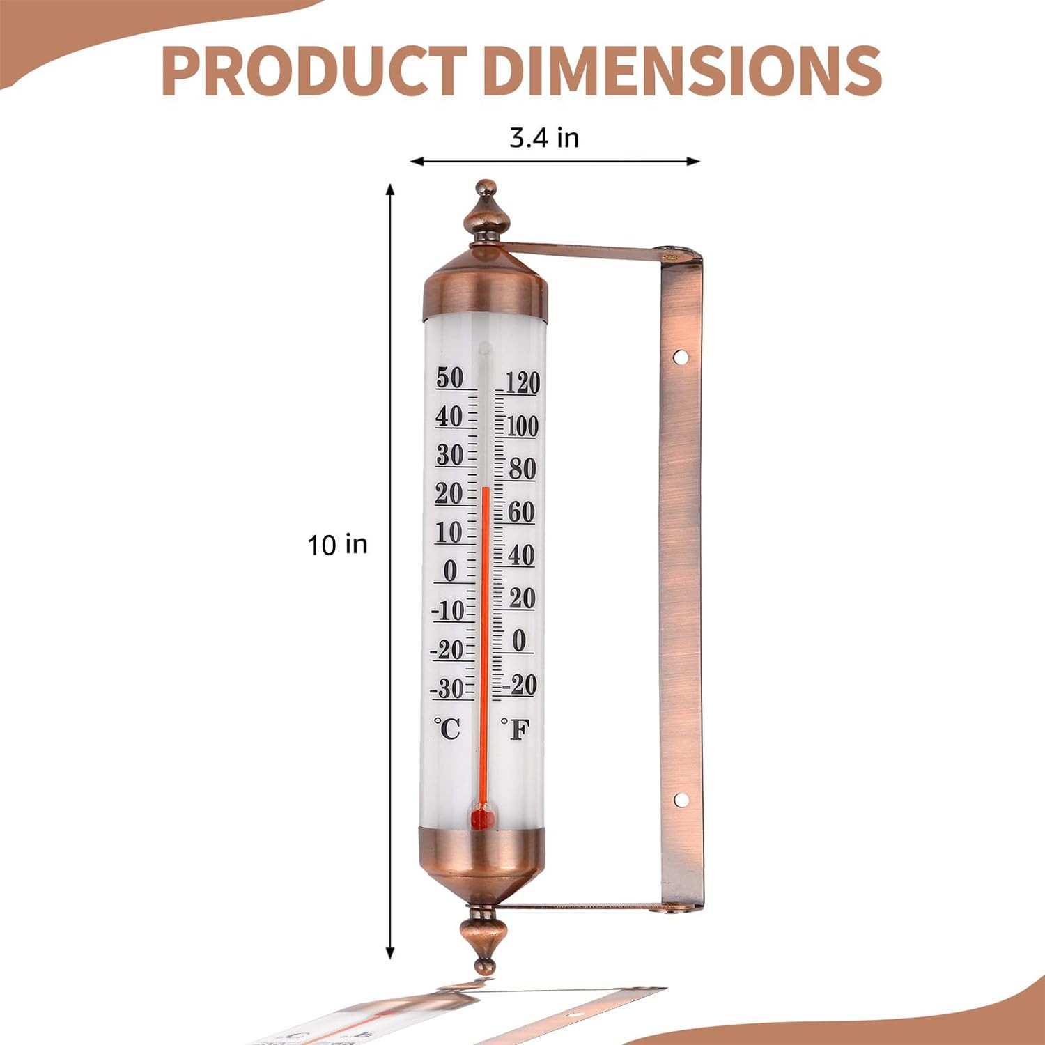 10″ Large Numbers Steel Outdoor Thermometer with Waterproof for Home & Garden