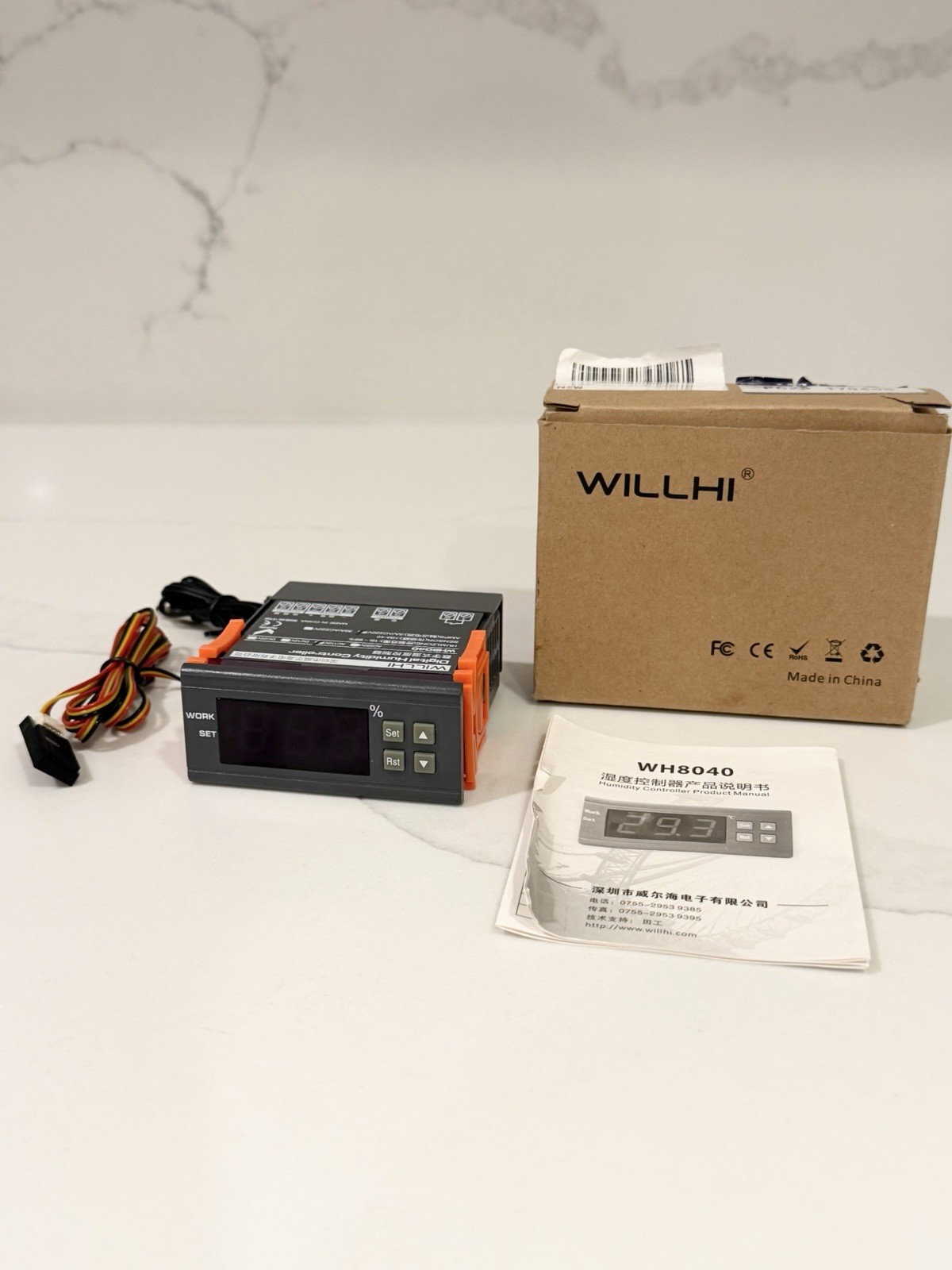 WILLHI WH8040 Digital Humidity Controller AC 110V 5A w/ Sensor Probe New