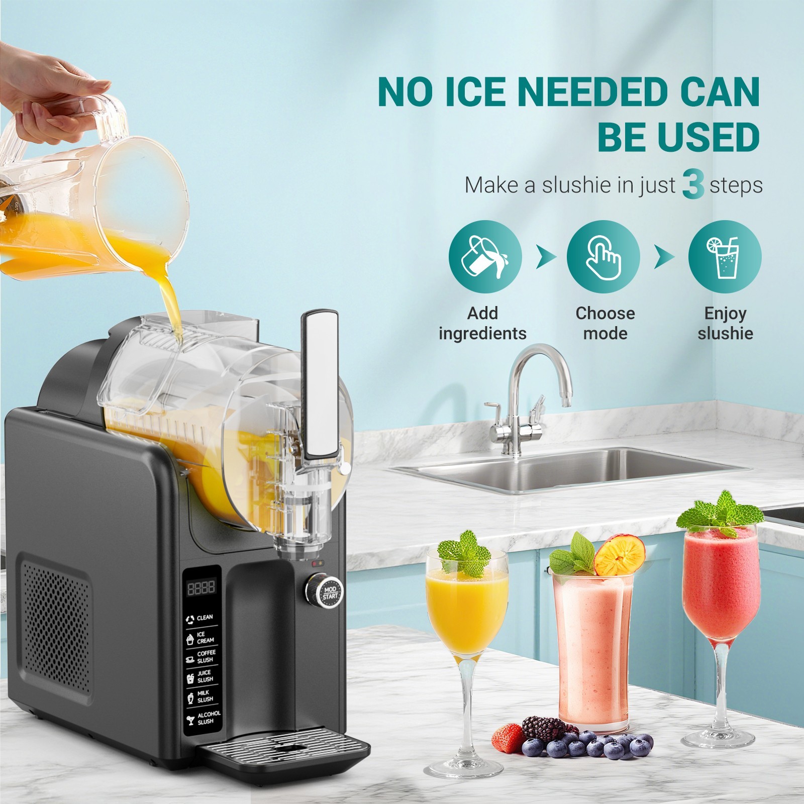 2.4L Commercial Slushie Machine Margarita Wine Frappe Slush Frozen Drink Machine