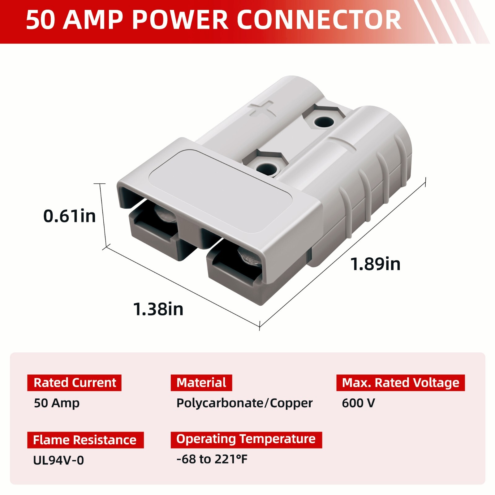 8 AWG M8 Lug Terminal Battery Cable for Anderson 50A Plug SB50 50 Amp Connector