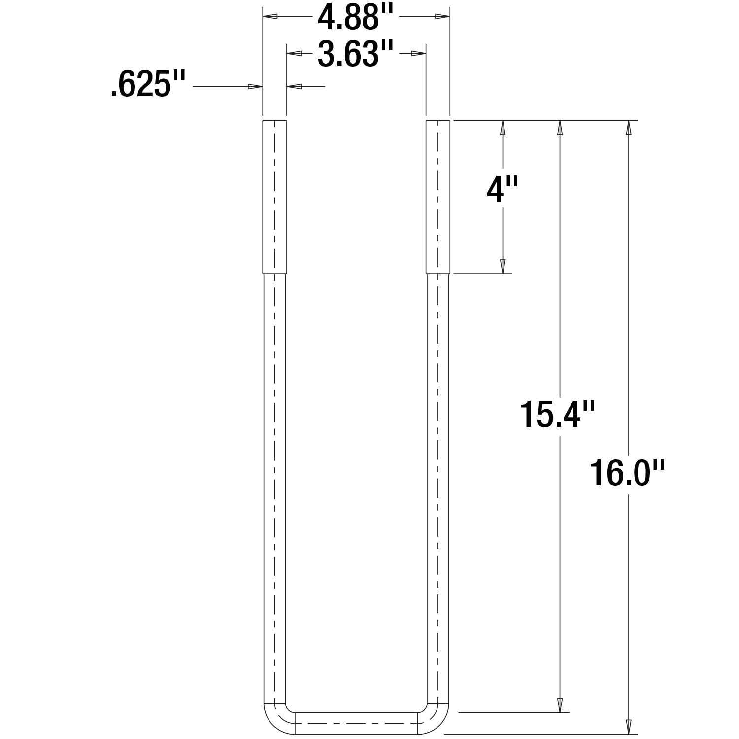 12-14-16-18-20-22 Inch Square U-Bolt Kits – 4 Bolt Sets for Heavy-Duty Use