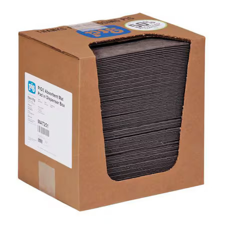 Pig Mat251 Sorbent Pad, 10 Gal, 10 In X 13 In, Universal, Gray, Polypropylene