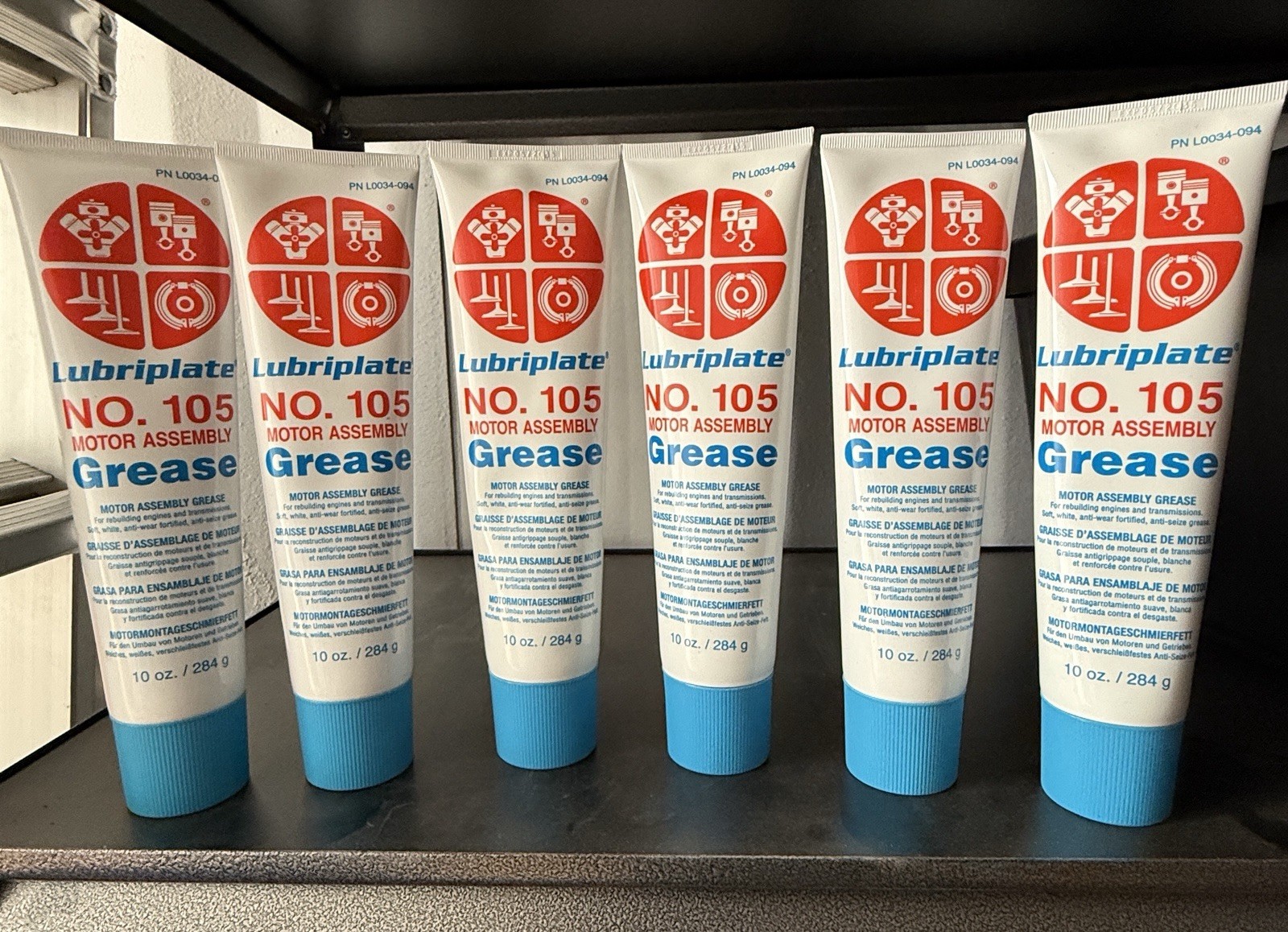 6x Lubriplate L0034-094 No. 105 Motor Assembly Grease, 10 oz