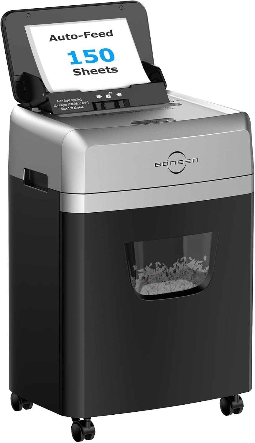 150-Sheet Autofeed Paper Shredder Heavy Duty, 60 Mins Micro-Cut Shredder for …