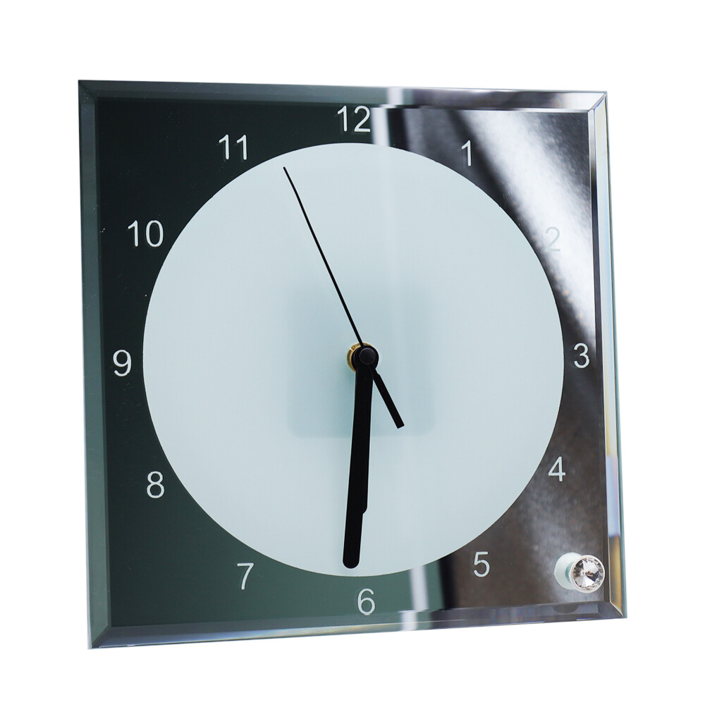 7.8″ x 7.8″ Sublimation Blank Mirror Edge Glass Photo Frame with Clock