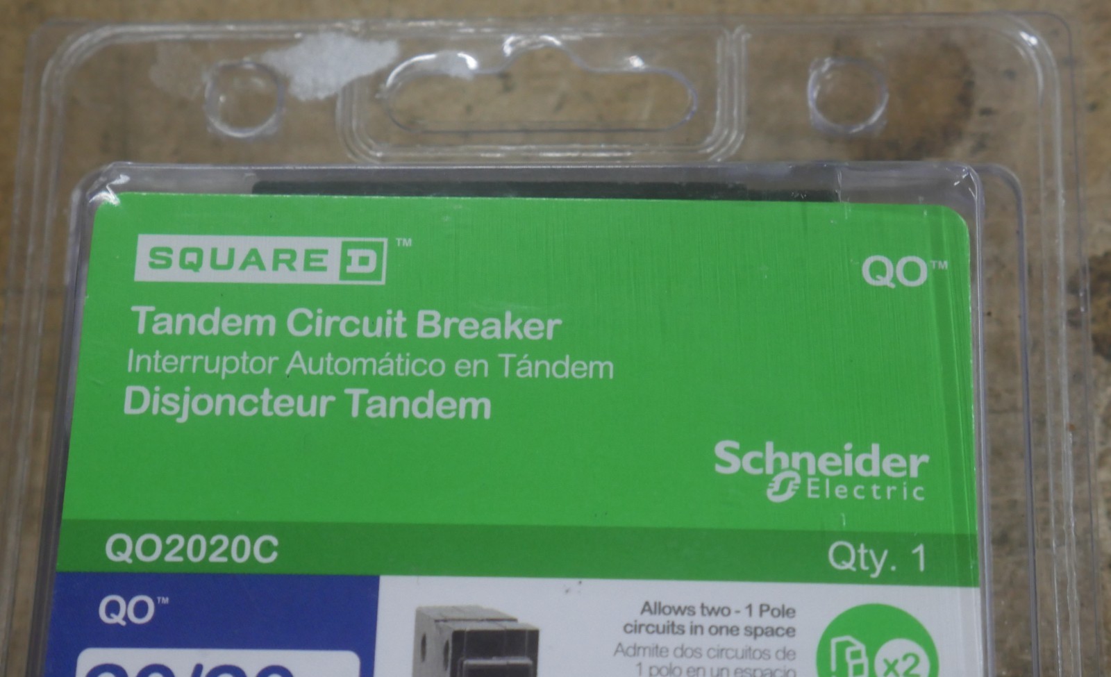 Square D QO2020C Tandem Circuit Breaker 20/20 Amp 120/240v new