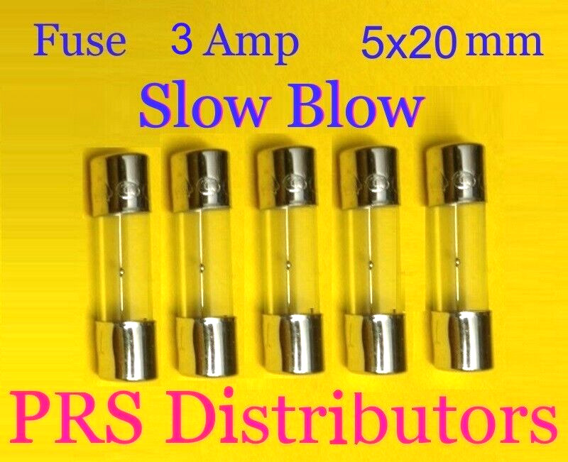 Fuse 3A 250V 5X20mm SLOW BLOW Glass Fuse 3 Amp 250 Volt 5 pieces USA SELLER