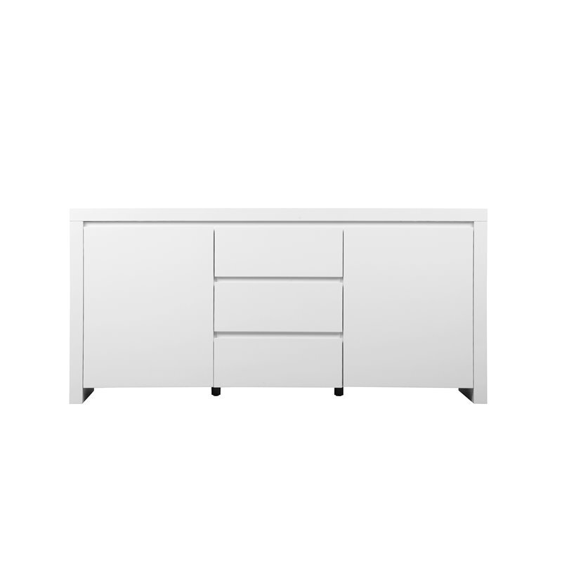 Pangea Home Bowa Modern High Gloss Lacquer Wood Buffet in White