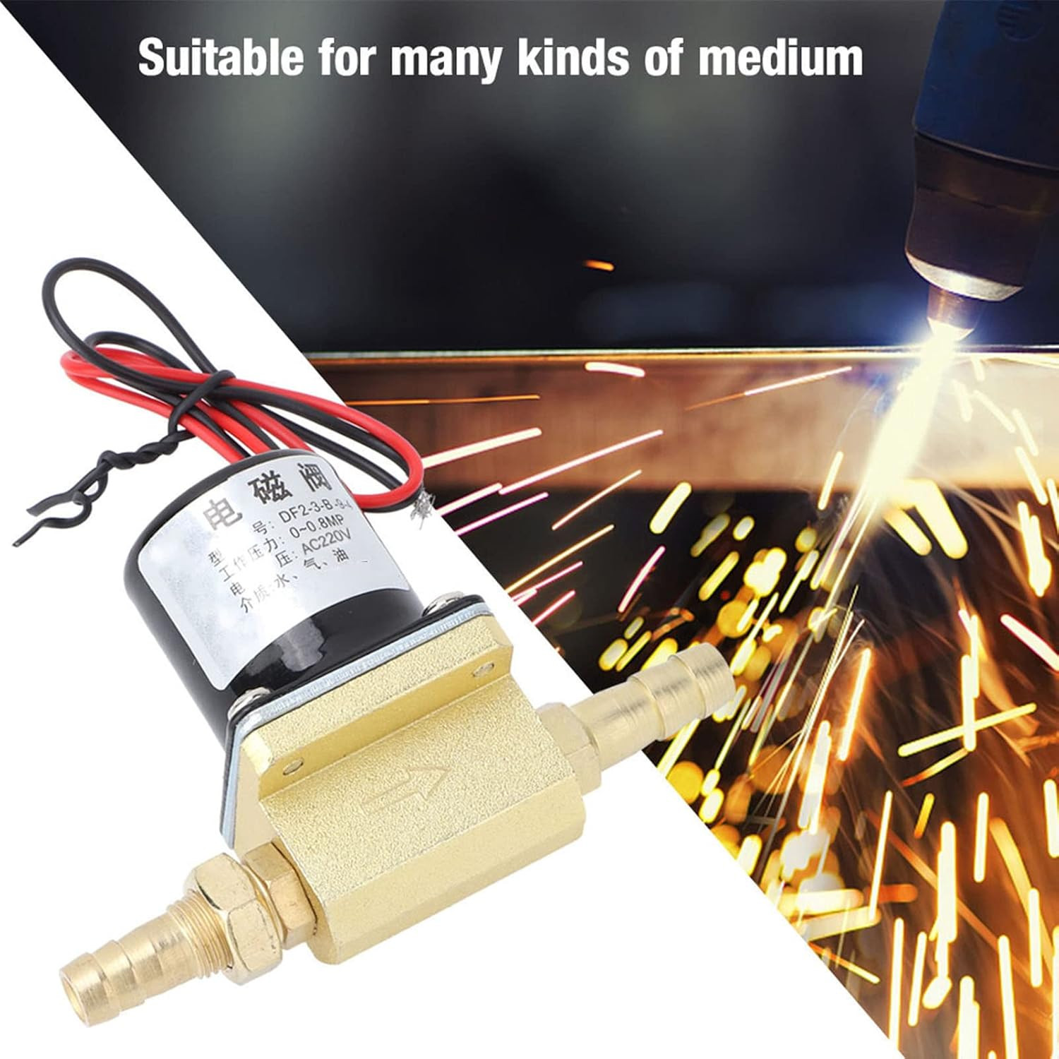 2 Way Brass Solenoid Valve G1/8″ AC220V 0-0.8MPa Electric Water Air Gas Oil Cont
