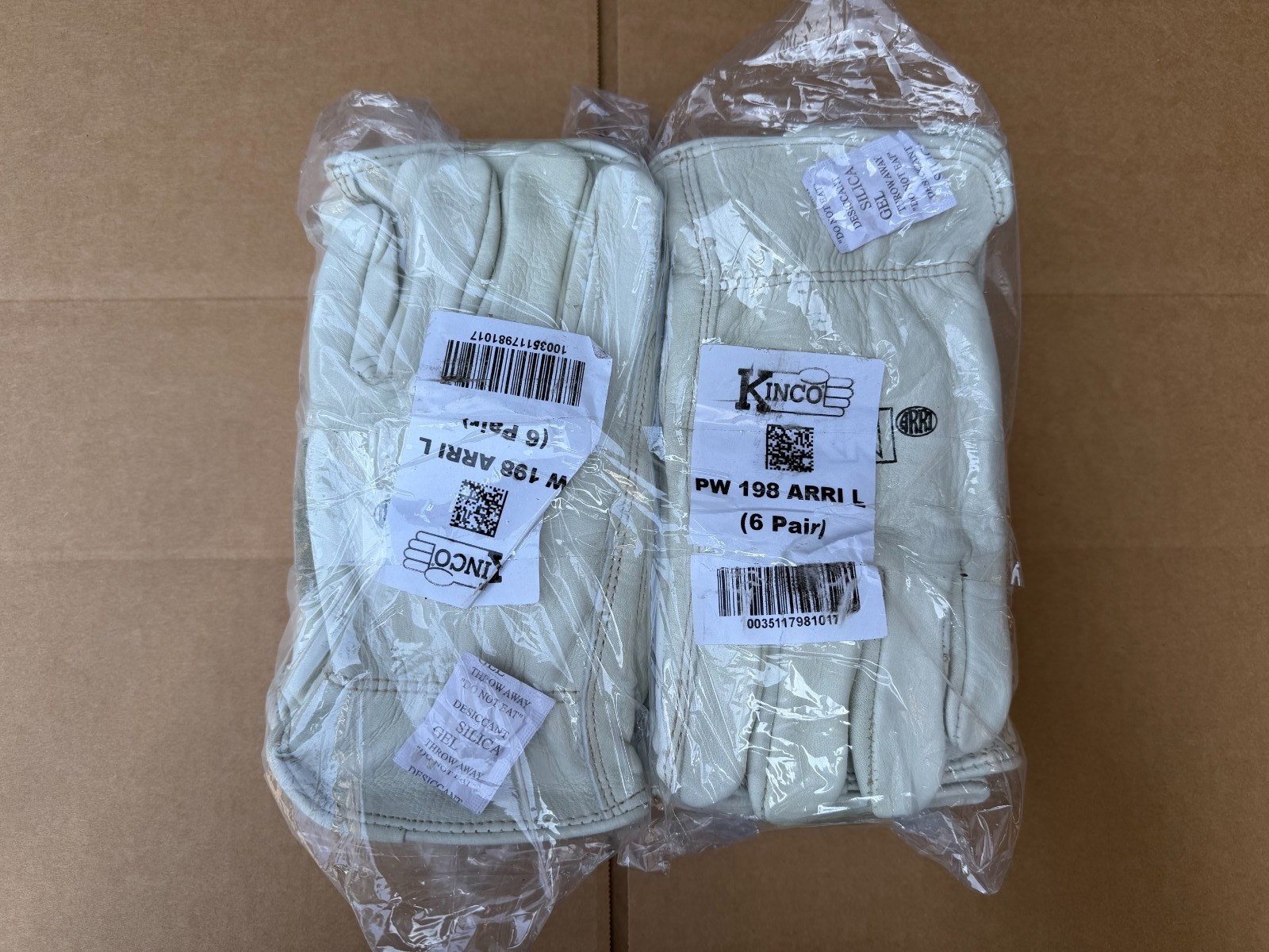 Kinco Arri COWHIDE WORK GLOVES W/ Palm Patch Farm Construction SZ LRG 12-Pairs