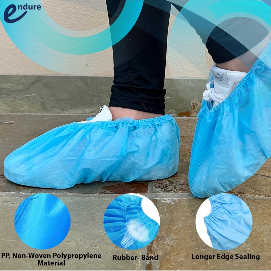 Disposable Waterproof Shoe Cover Nonwoven PP, Anti-Skid, Case of 400 Blue & Pink