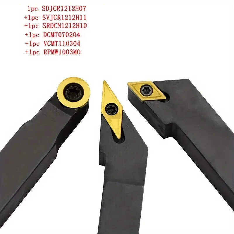 3pcs 12 mm External Indexable Lathe Turning Tool Holder + 3PCS Inserts Set