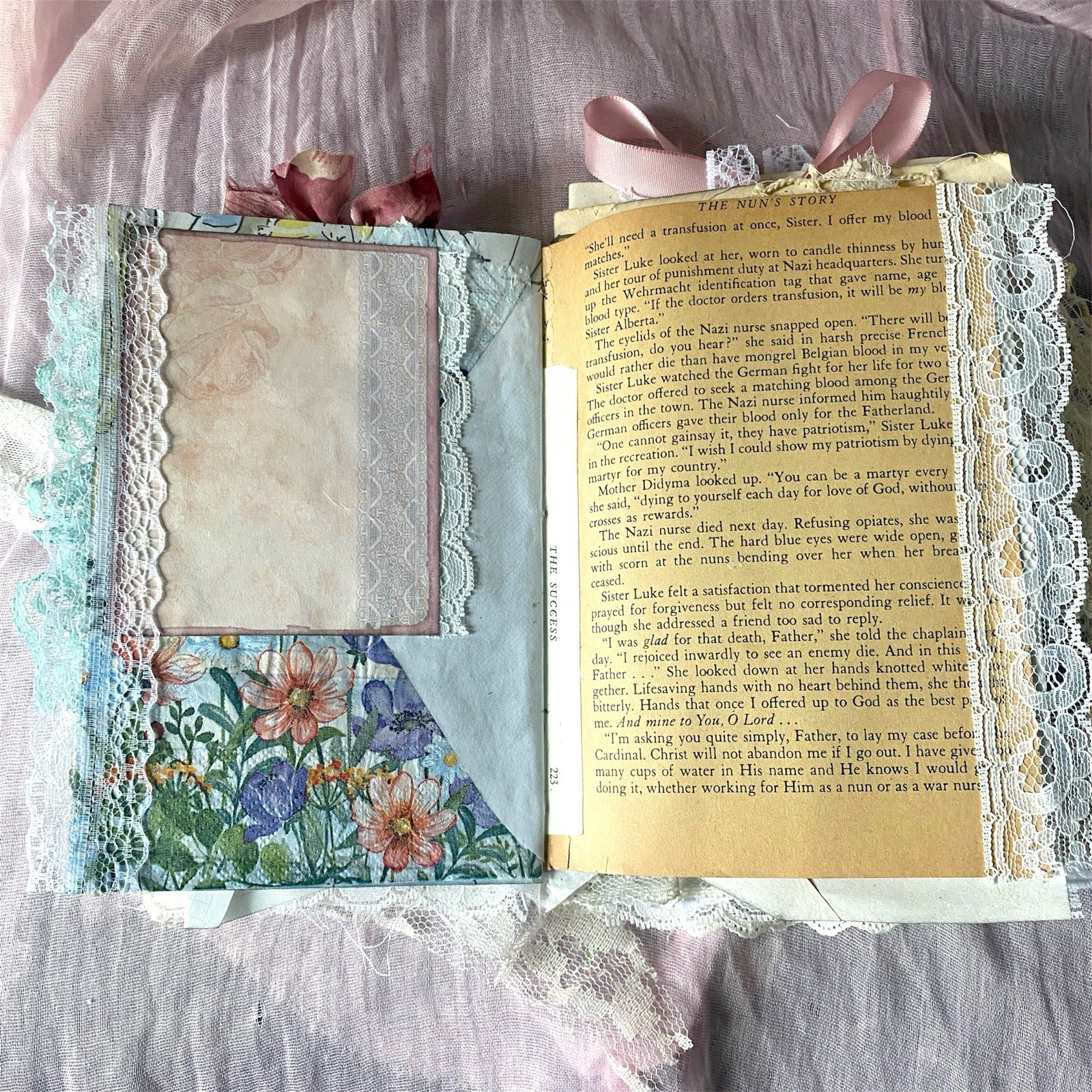 Handmade Shabby Chic Layered Junk Journal – Romantic Floral Scrapbook Diary Book