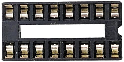 100 Pack 16 Pin Solder Tail Low Profile DIP IC Socket, 2.54mm Pitch, 7.6mm Ro…