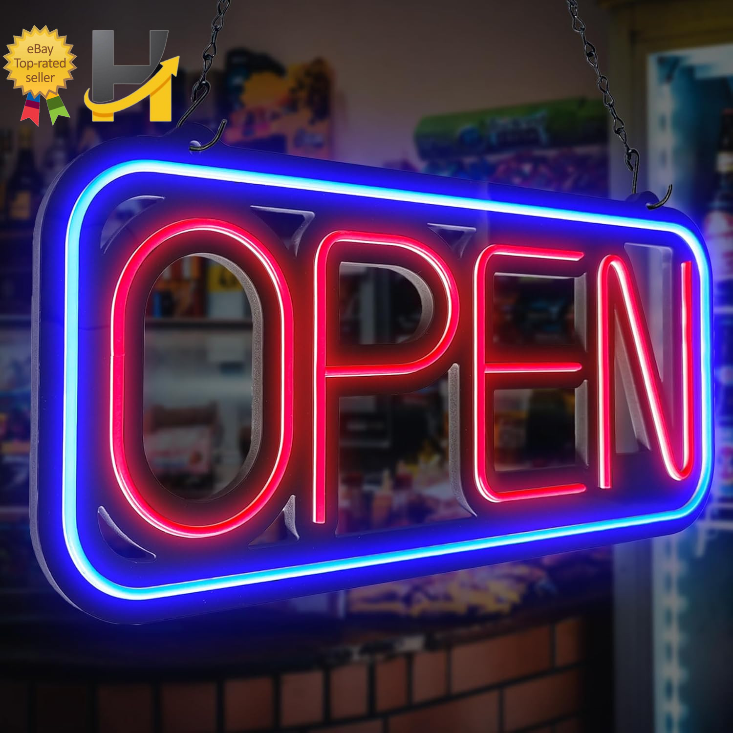 Open Signs for Business 32X16 Inch Large Bright Open Sign Neon Led Lighted