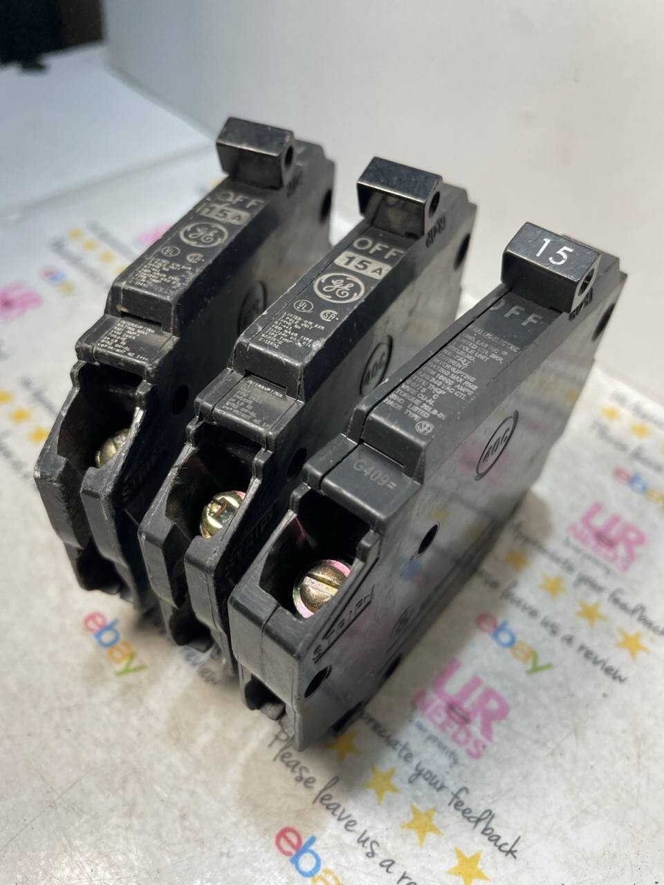 3 GE THQP115 15A 120V 1 POLE TYPE TQP CIRCUIT BREAKER LOT OF 3