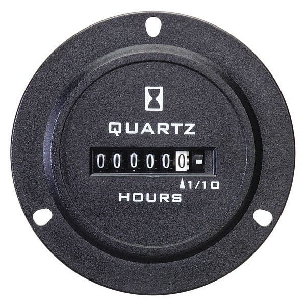 Trumeter 722-0004 Hour Meter, Round, Electromechanical, Non Resettable,