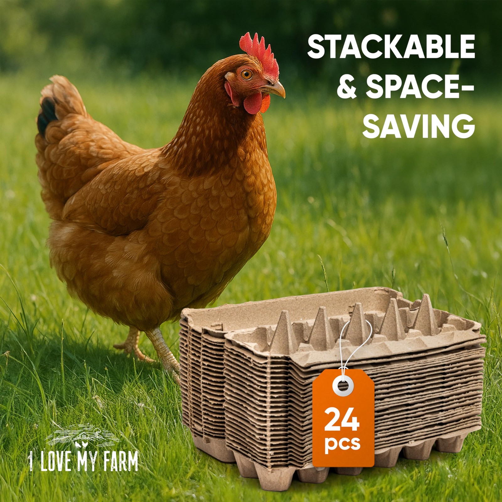 24 PCS Recycled Pulp Egg Cartons Trays Large Eggs EcoFriendly Paper Holder