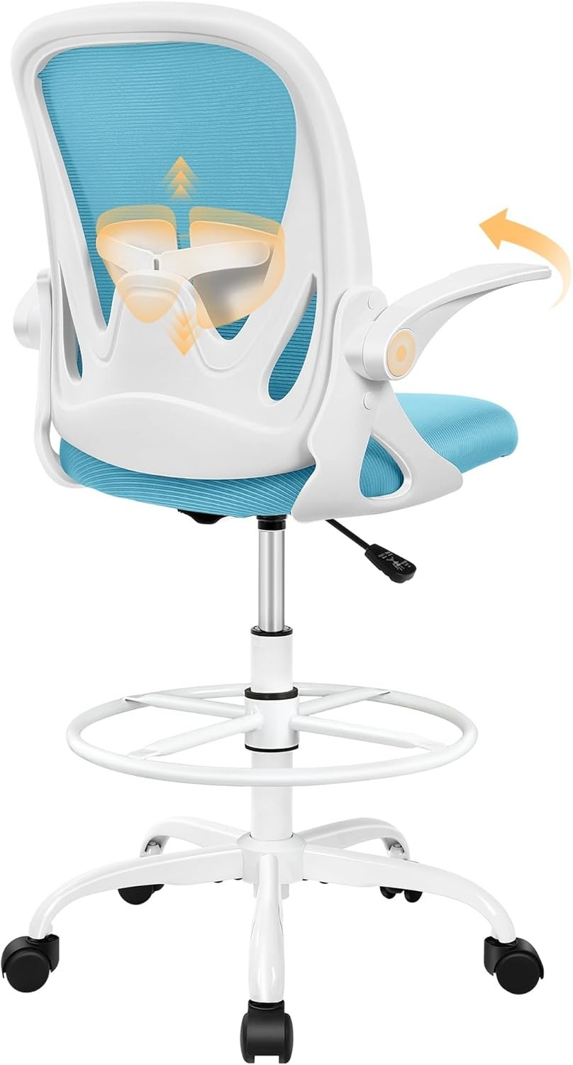 Drafting Chair with Memory Foam Cushion Ergonomic Design for Comfort and Support