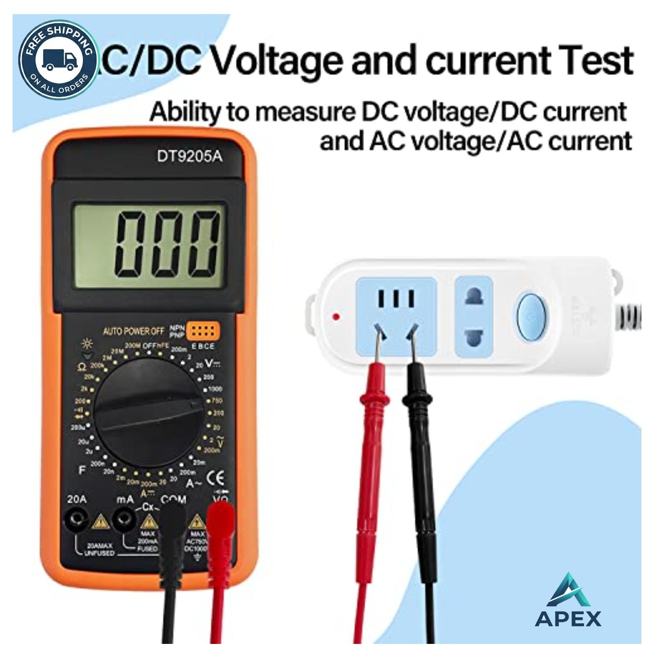 Digital Multimeter AC DC Voltmeter Ohm Volt Amp Tester Resistance Capacitance