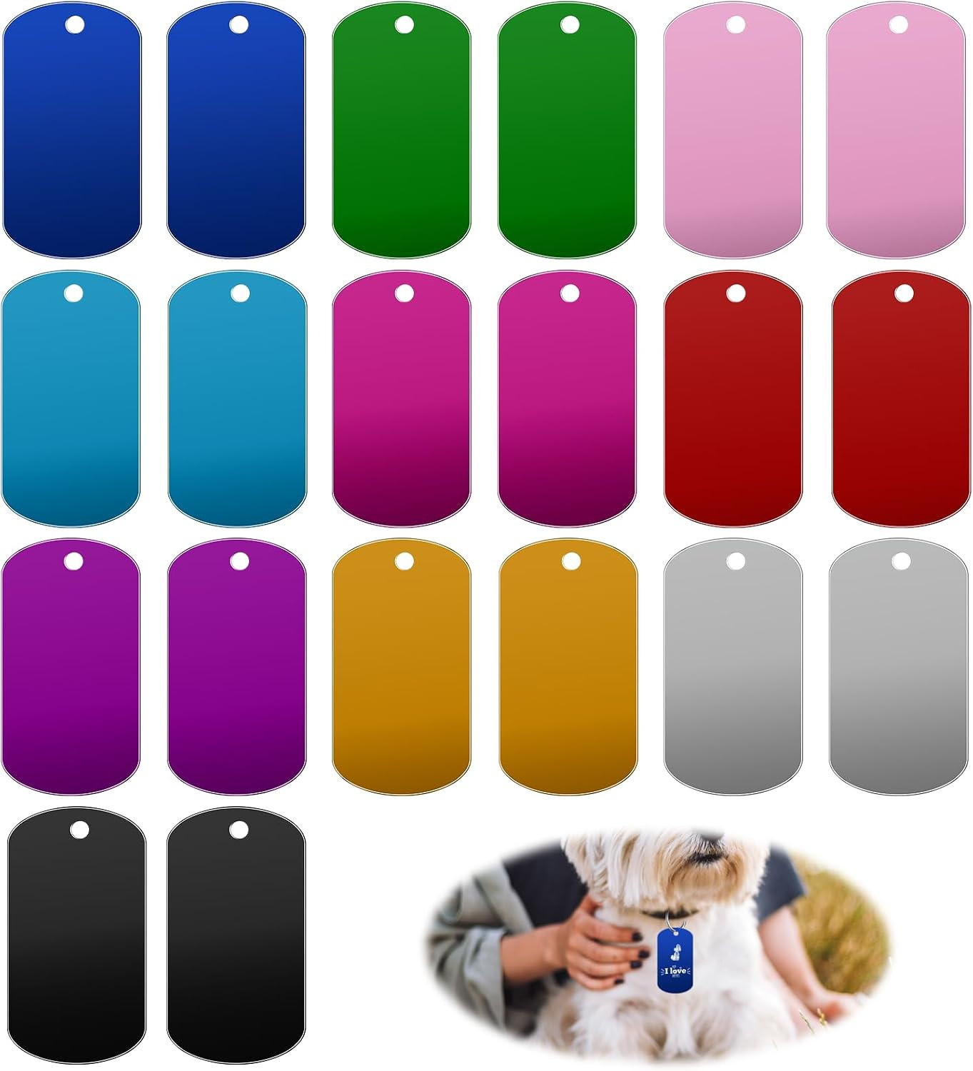 Metal Stamping Blanks Aluminum Tags 20 Pcs Multicolor Engraving Dog Keychain
