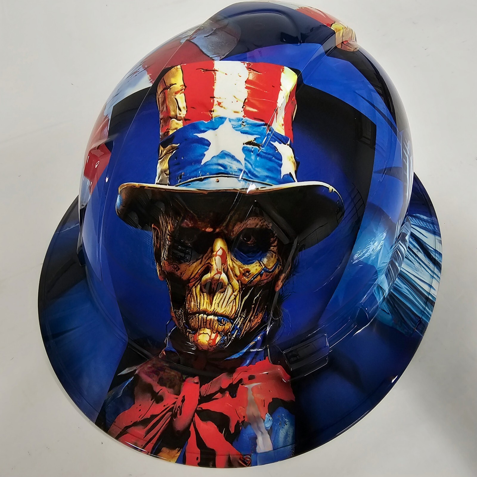 full brim VENTED hard hat custom hydro dipped IN WEATHERED AMERICAN PATRIOT NEW