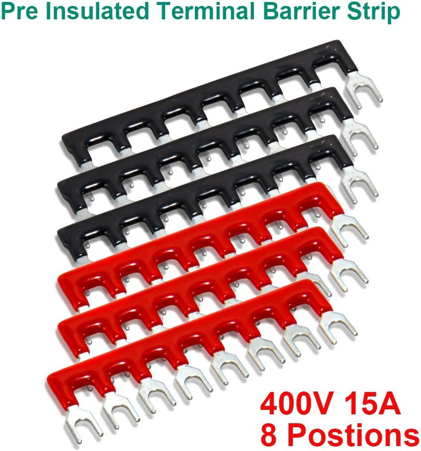 Terminal Block and Strip – 12Pcs 8 Positions Dual Row 600V 15A Screw Terminal