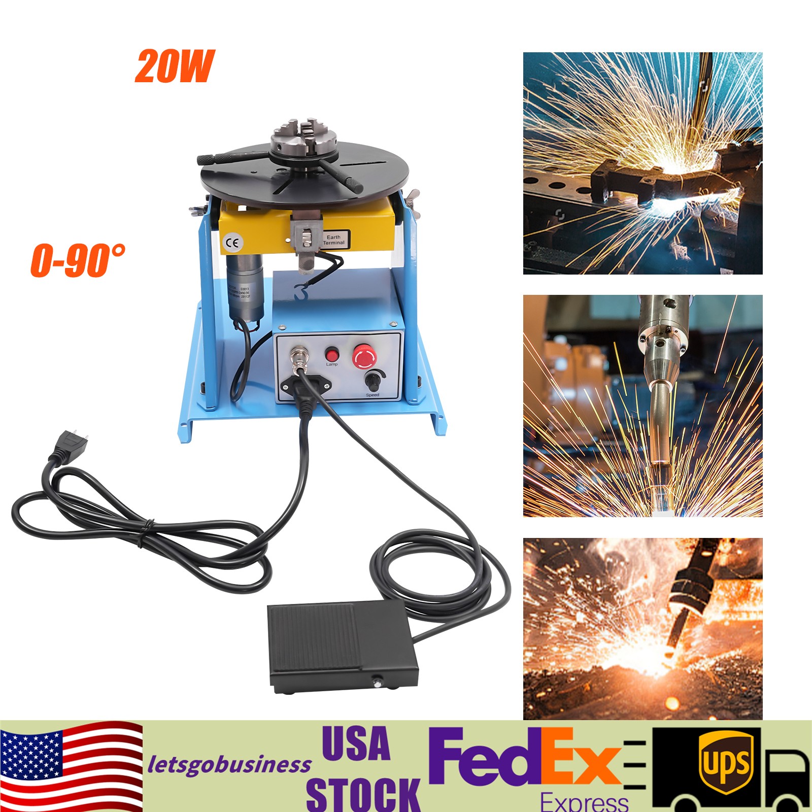 10KG Rotary Welding Positioner Turntable Table Welding Position 0-90° 1-12rpm