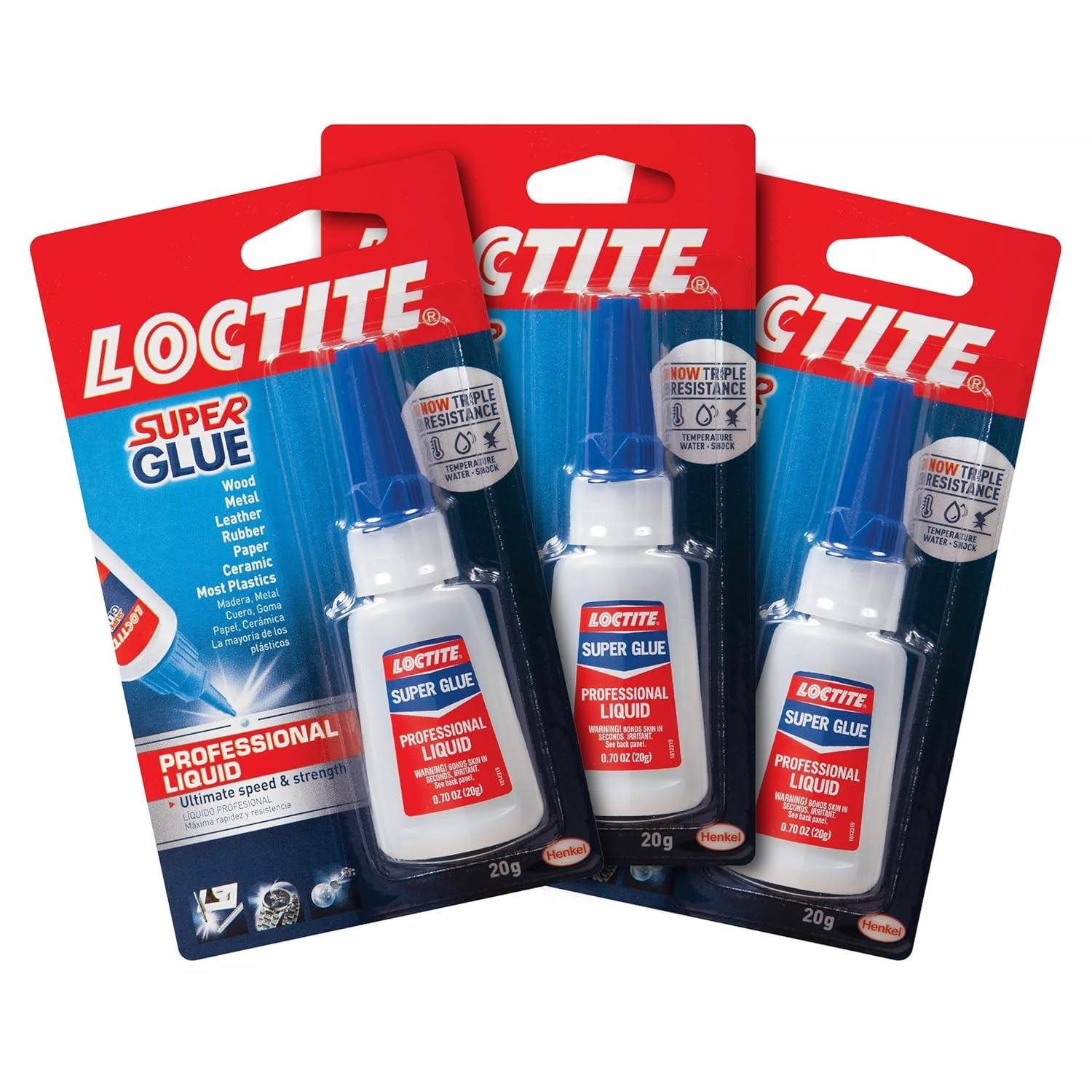 Super Glue Liquid Professional, 20g Bottle Pack of 3 Heavy‑Duty Instant Adhes…