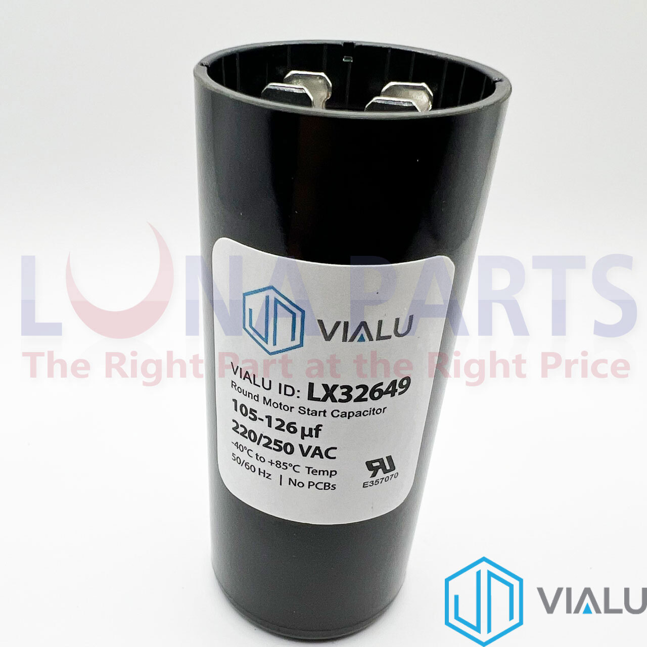 VIALU – 105-126 uf/MFD 220-250 VAC volts Round Start Capacitor 50/60 Hz