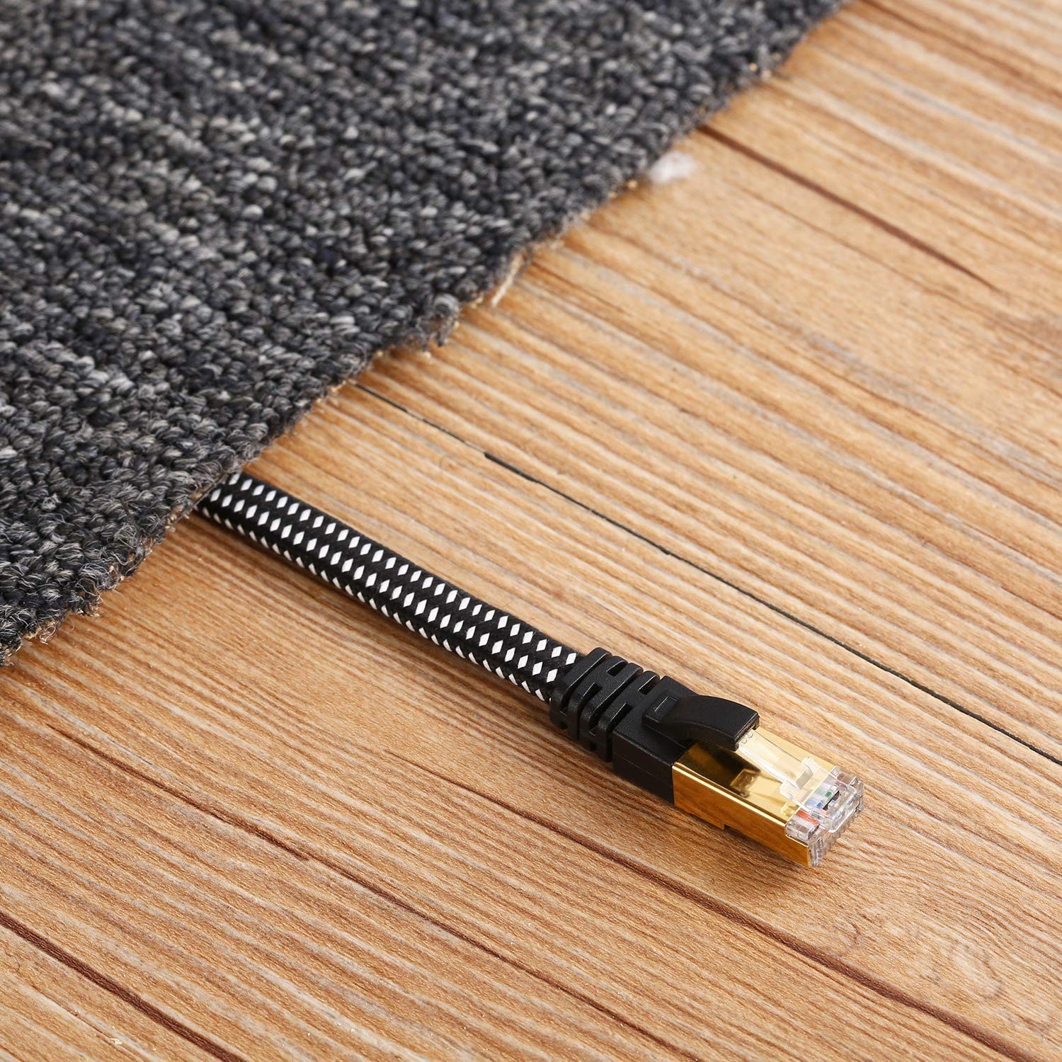 DanYee Cat 8 Ethernet Cable, 3ft, Nylon Braided, High Speed, RJ45, 2000 MHz, Bla