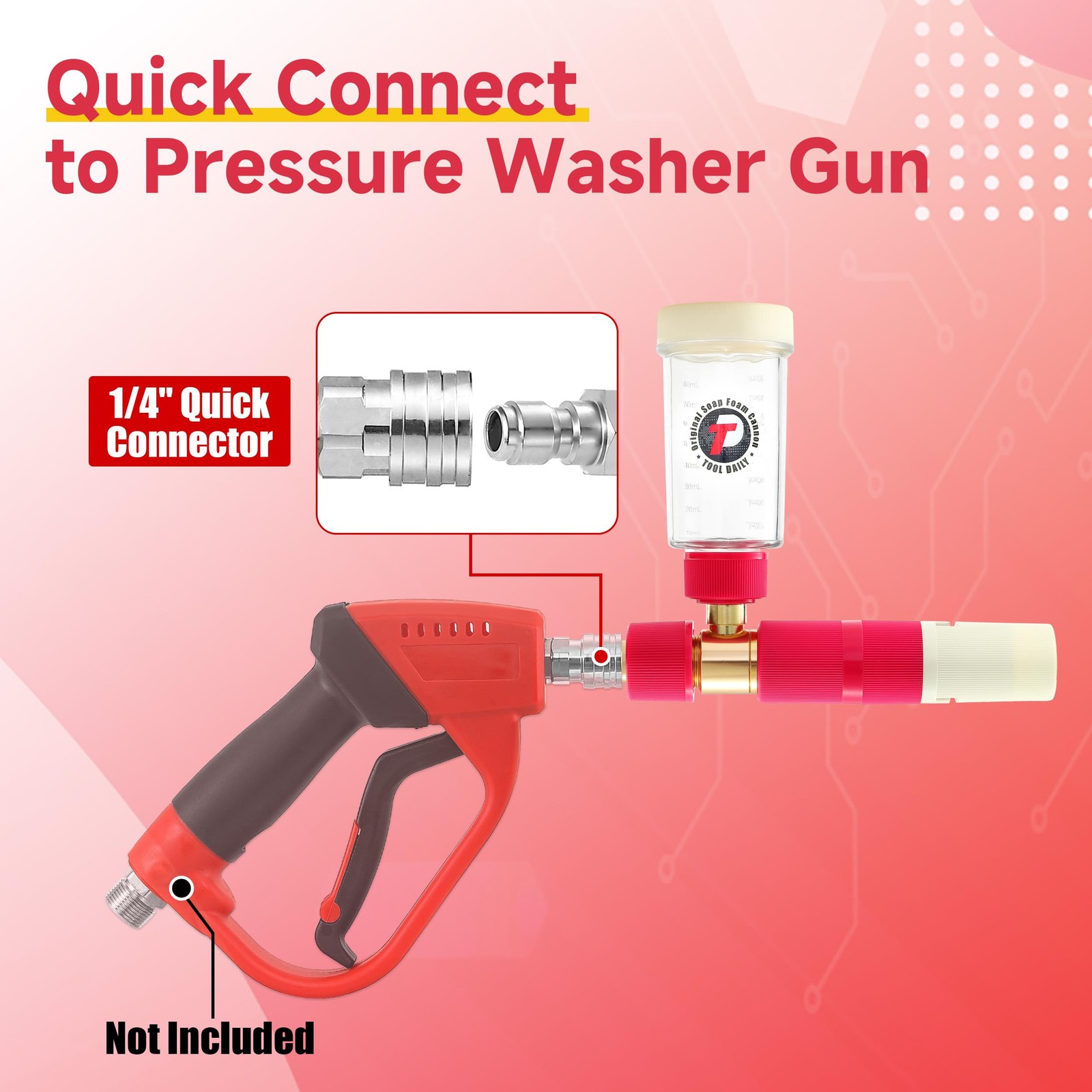 Tool Daily Foam Cannon for Pressure Washer, Original Soap Car Pink