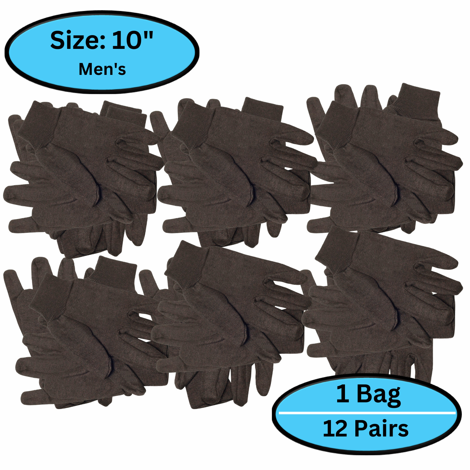 Non-Disposable Gloves 1 Dozen Large Brown Jersey Gloves Polyester, Cotton