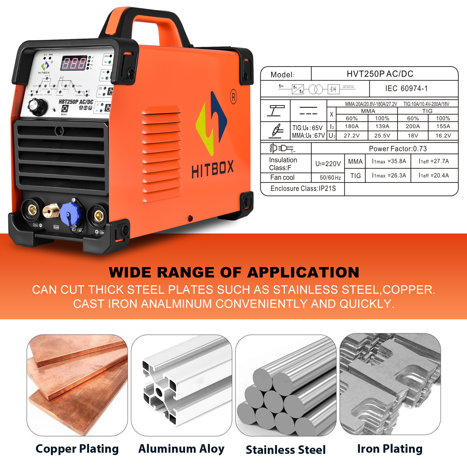 200A Aluminum Tig Welder 220V AC/DC Pulse HF MMA/Stick IGBT Tig Welding Machine