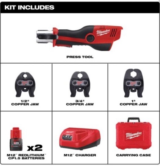 Milwaukee Tool 2473-22 M12 Force Logic Press Tool Kit W/Jaws