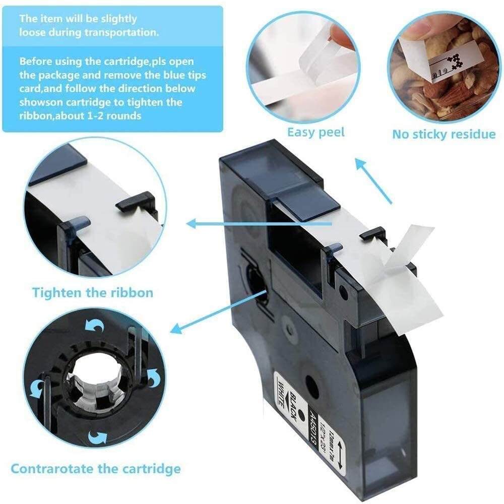 6PK Dymo D1 45013 45010 Label Tape for DYMO LabelManager 280 350 420P 450 Duo